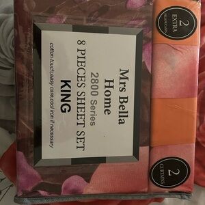 8-Piece King Sheet Set - Pink and Orange